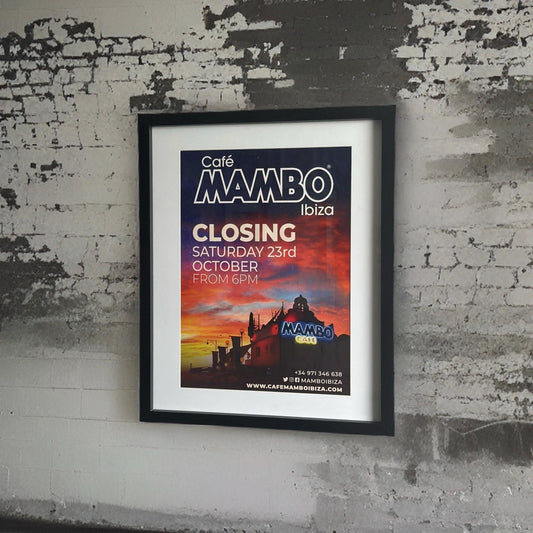 Café Mambo ~ Genuine Ibiza Framed Dj Artwork | Hi Ibiza | A3 Luxury Black Frame