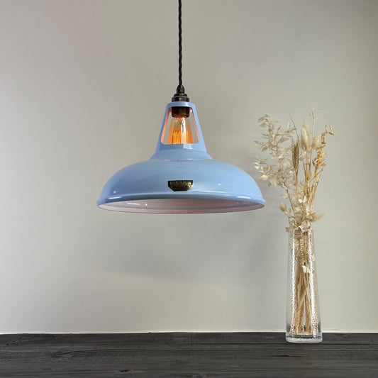 Cawston XL - Sky Blue Slotted Lampshade Pendant Set Light *Worn* - 14 Inch