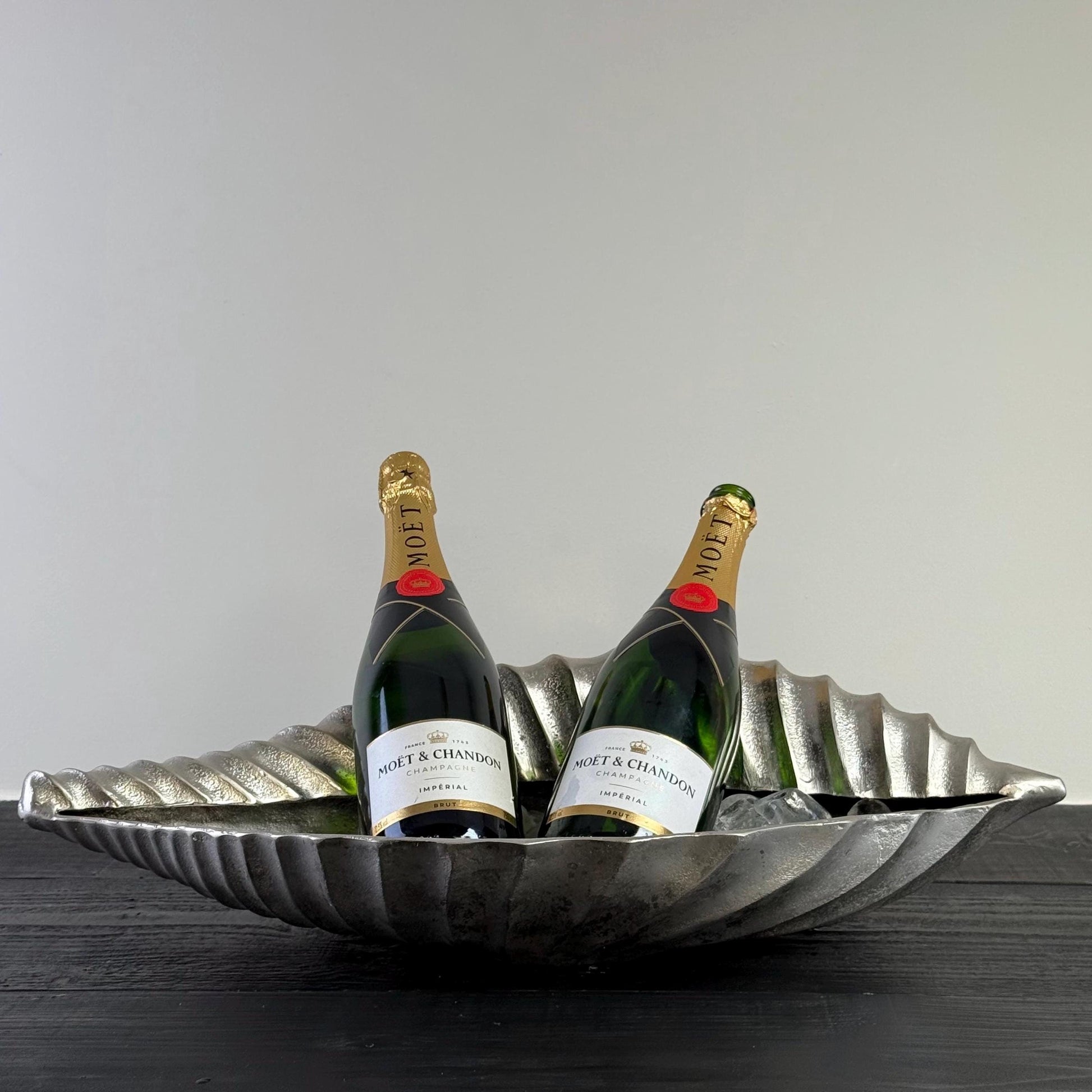 Clam Shell Solid Cast Champagne Ice Bucket - Wine Cooler - Fruit Bowl