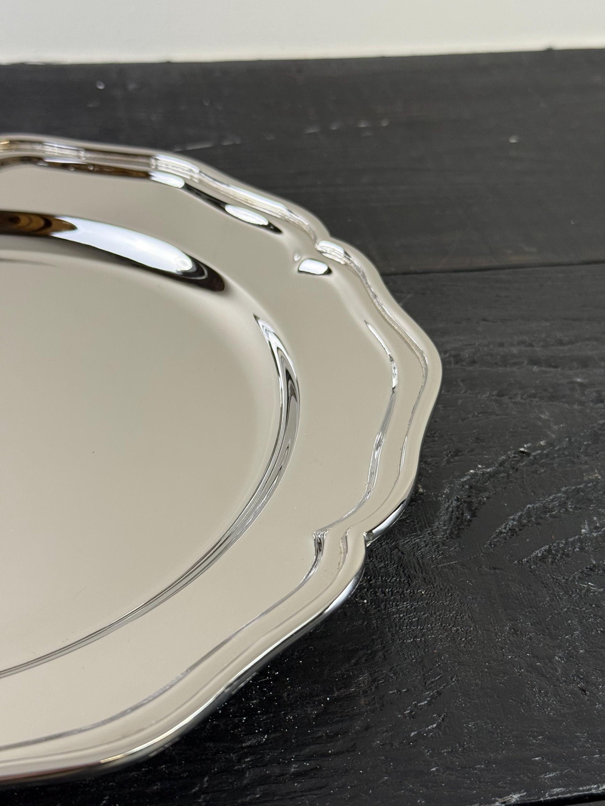 Maxlume ~ Solid Victorian Style Silver Finish Serving Cater Tray Mirror Finish