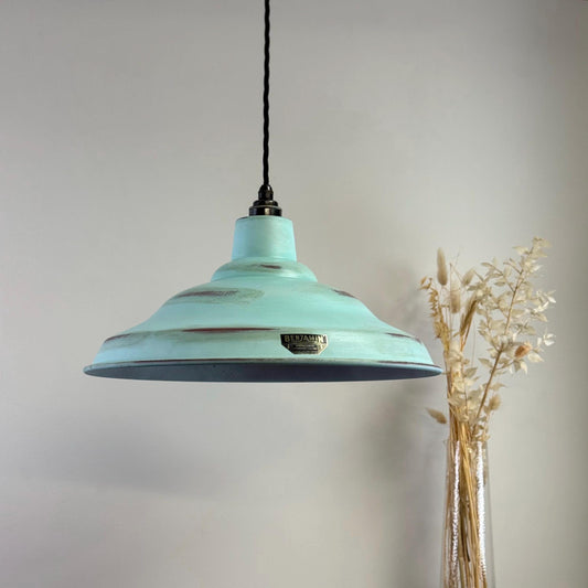 Bawsey ~ Copper Verdigris Lampshade Pendant Ceiling Light ~ 16 Inch