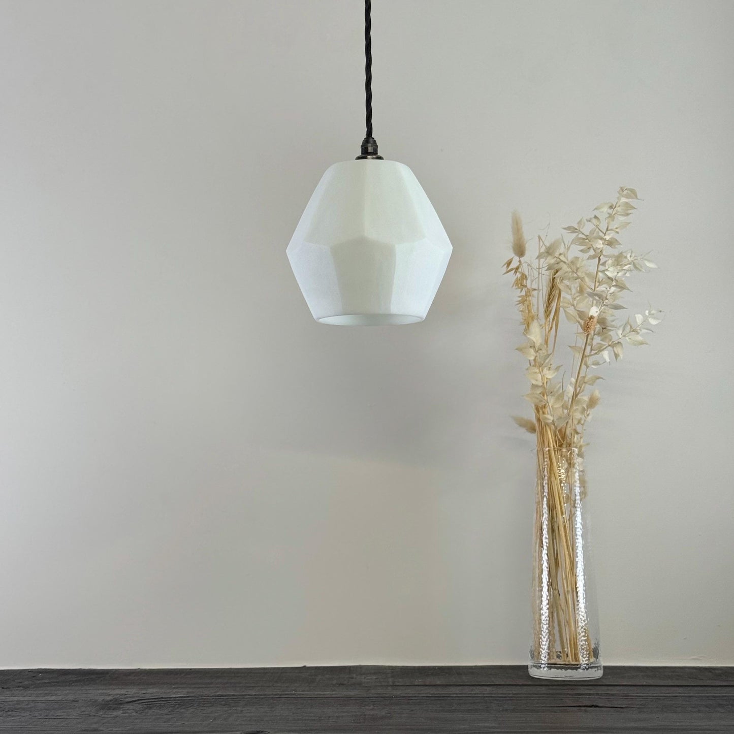 White Faceted Geometric Glass Pendant Set Ceiling Light