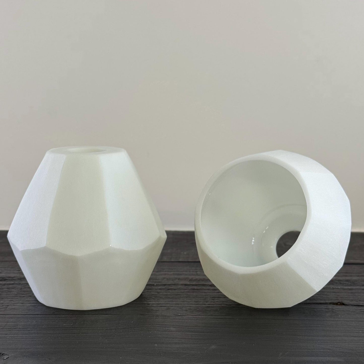 White Faceted Geometric Glass Pendant Set Ceiling Light