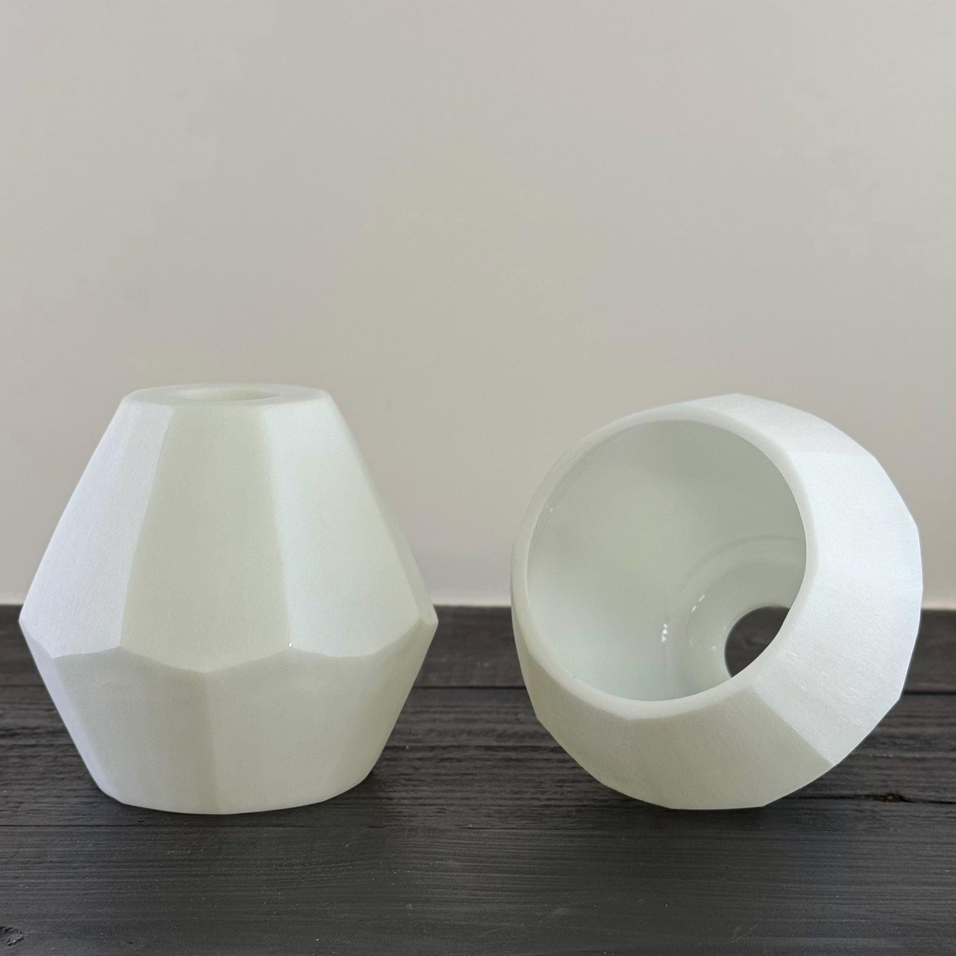 White Faceted Geometric Glass Pendant Set Ceiling Light