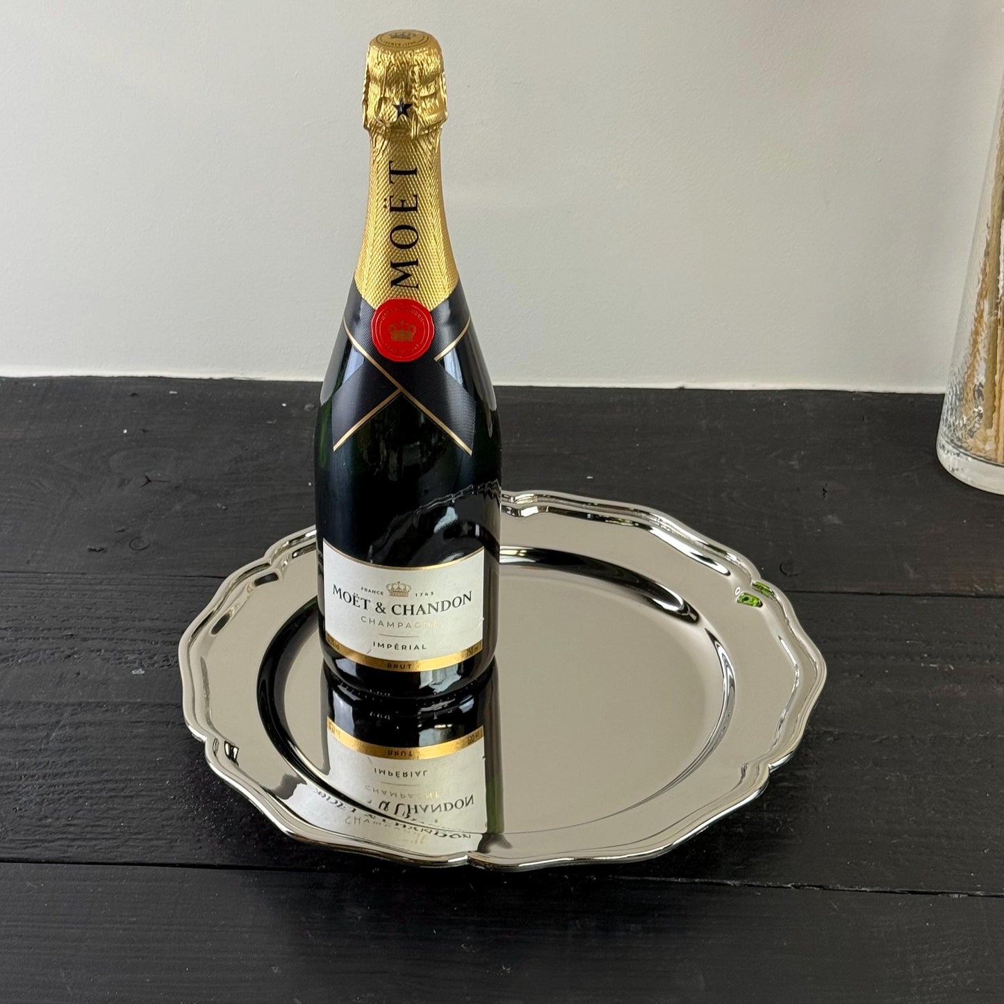 Maxlume ~ Solid Victorian Style Silver Finish Serving Cater Tray Mirror Finish