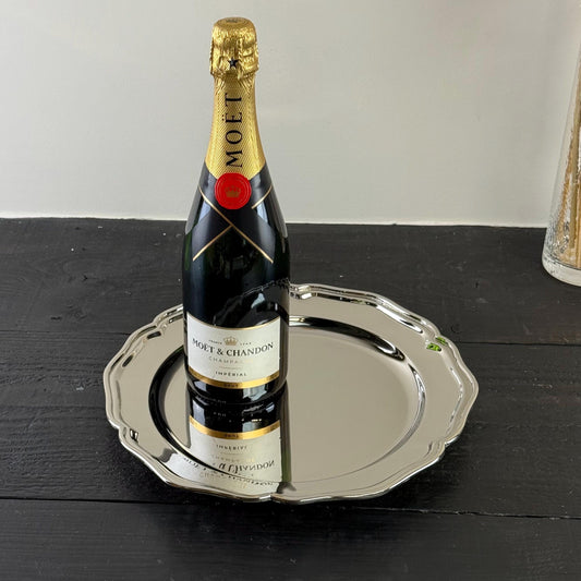 Maxlume ~ Solid Victorian Style Silver Finish Serving Cater Tray Mirror Finish