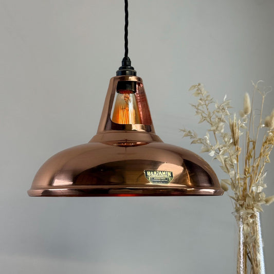 Cawston XL - Genuine Solid Copper Slotted Lampshade Pendant Set Light *Factory Second* - 14 Inch