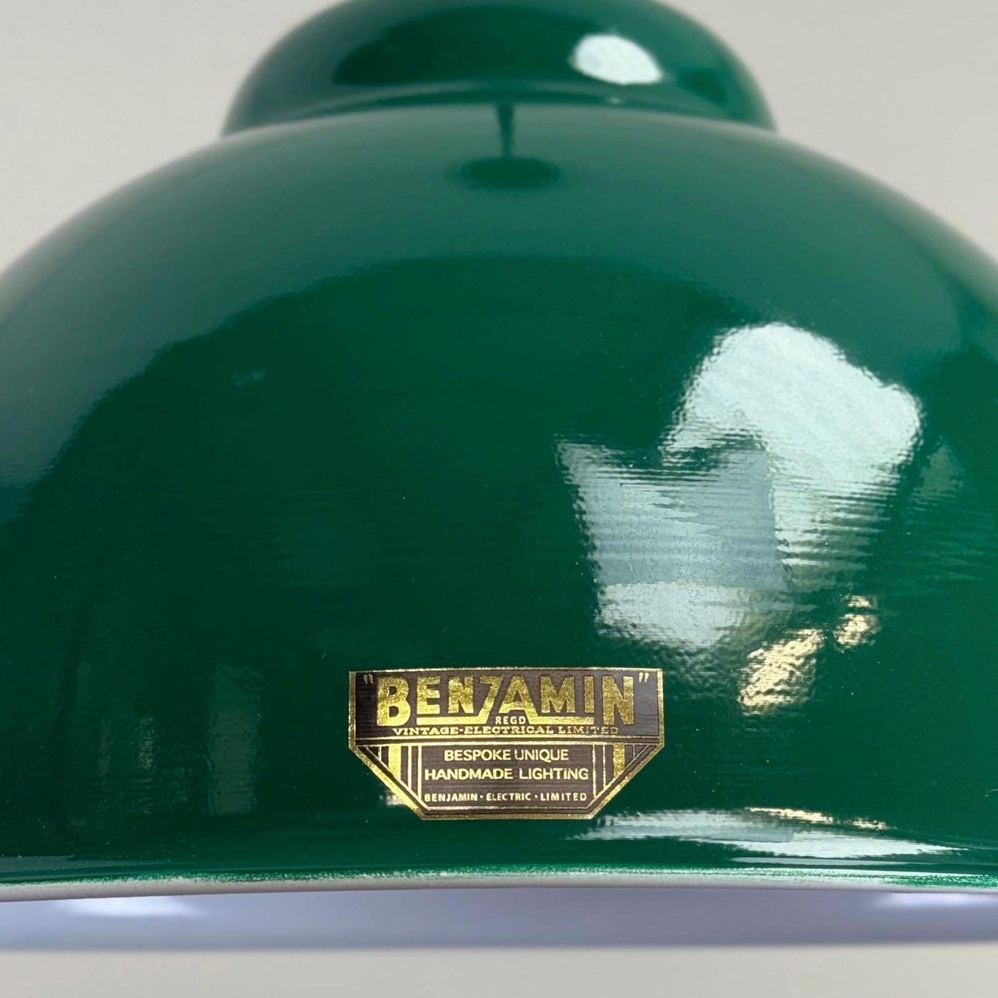 Morley XL ~ Original Green RLM Deep Dome Reflector Lampshade Pendant Set Light ~ 13 Inch