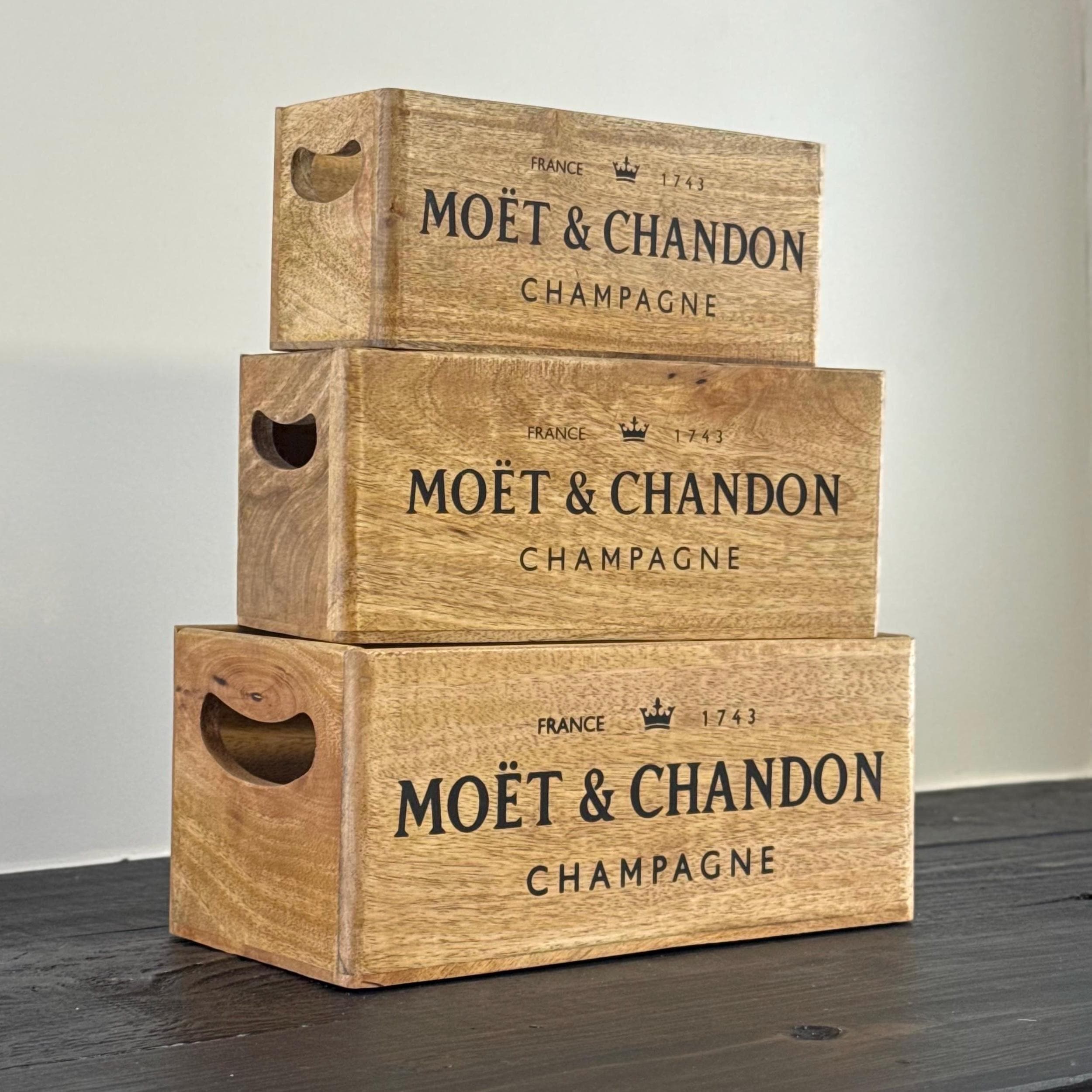 Storage Wooden Boxes Moët & Chandon Champagne Crates Natural