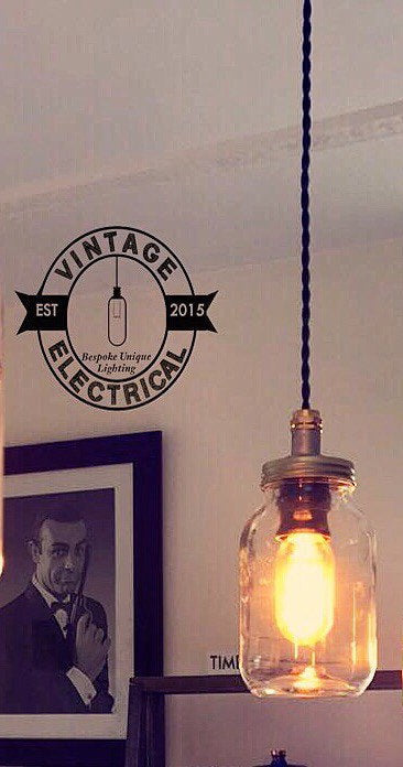 Kelling ~ Kilner Jar Pendant Set | Dining Room | Kitchen Table Light | Hanging Vintage Mason | Retro 1 x Edison Filament Bulb