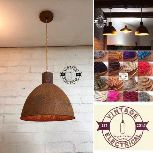 Warham ~ Rusted Solid Steel Industrial Shade Light | Ceiling Dining Room | Kitchen Table | Vintage **Shade Only**