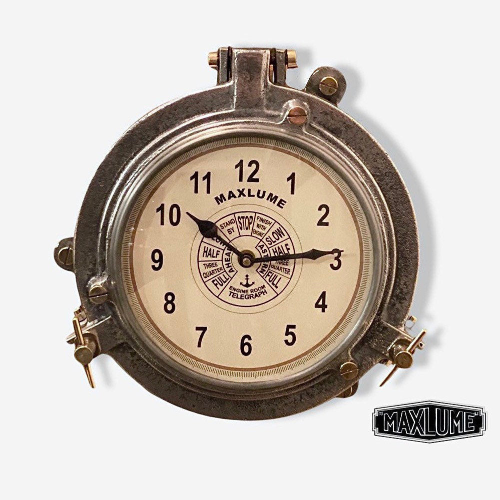 Maxlume ~ Engine Room Solid Cast Ships Clock Nautical Industrial US Na –  Vintage-Electrical