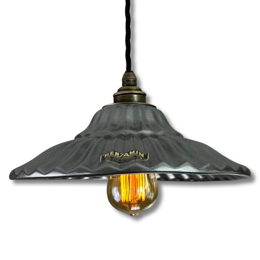 Lenwade ~ Pewter Grey Ceramic Shade Light Ceiling Dining Room Kitchen Table Vintage Edison Filament Lamps Pendant Odette