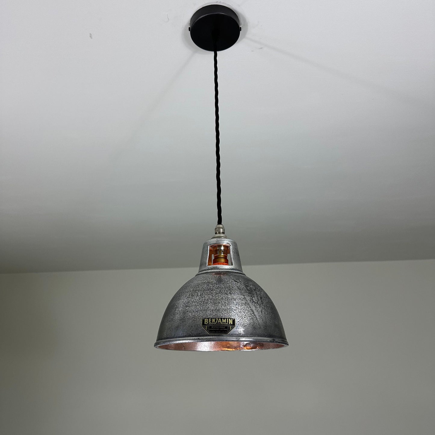 Shropham ~ Small Cast Solid Shade Design Pendant Set Light | Ceiling Dining Room | Kitchen Table | Vintage Industrial Pewter 8 Inch