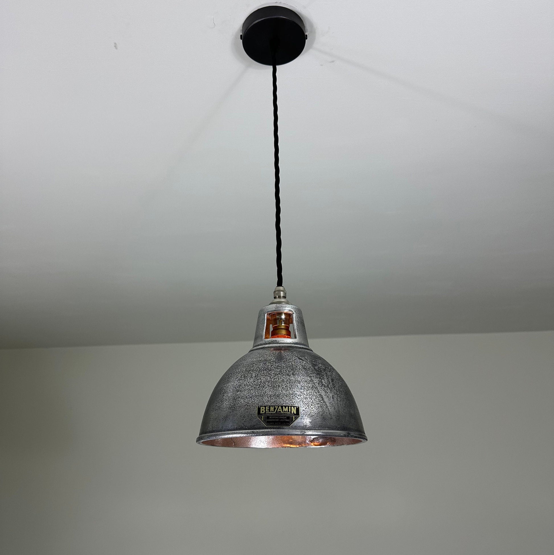 Shropham ~ Small Cast Solid Shade Design Pendant Set Light | Ceiling Dining Room | Kitchen Table | Vintage Industrial Pewter 8 Inch