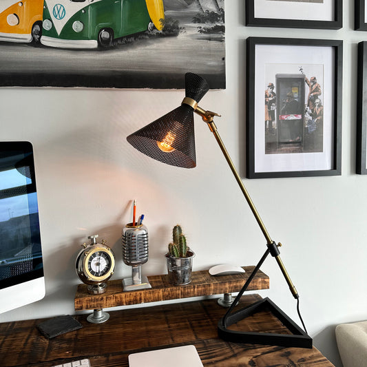 Maxlume ~ Solid Brass & Glass Table Lamp Vintage Style | Bedroom | Bedside Reading Light | Retro | Hallway