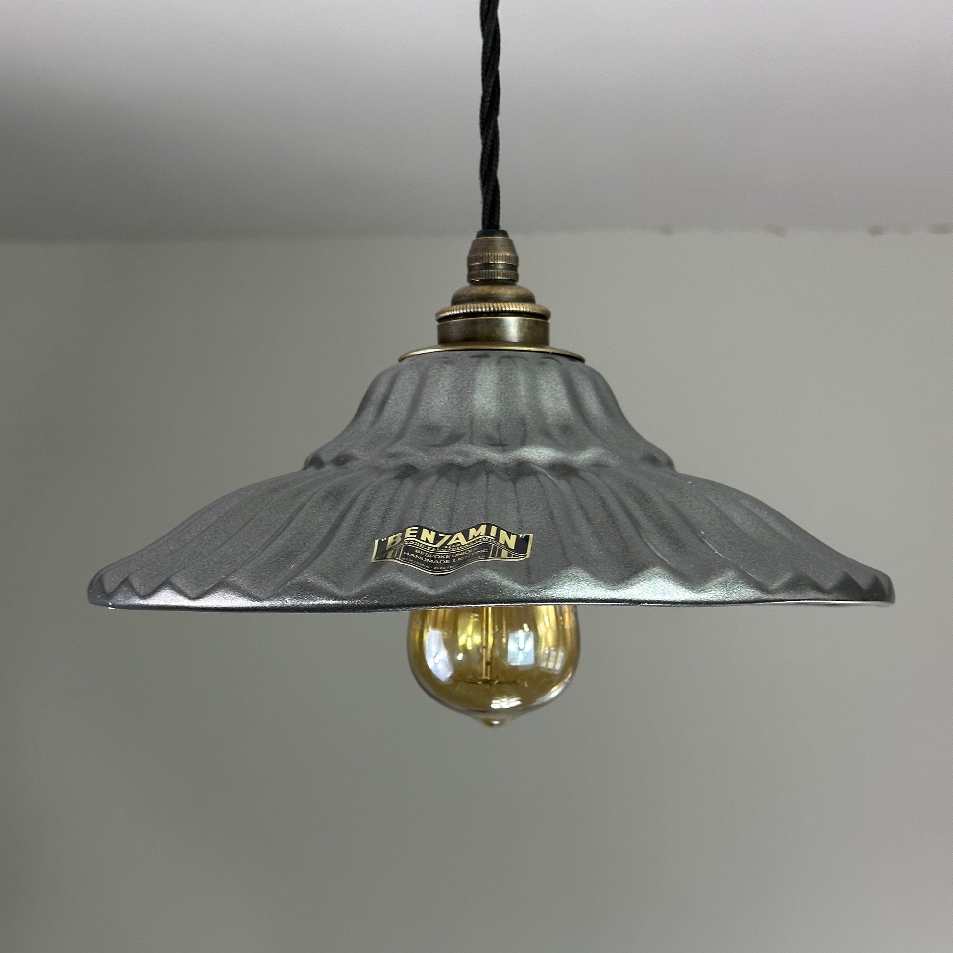 Lenwade ~ Pewter Grey Ceramic Shade Light Ceiling Dining Room Kitchen Table Vintage Edison Filament Lamps Pendant Odette