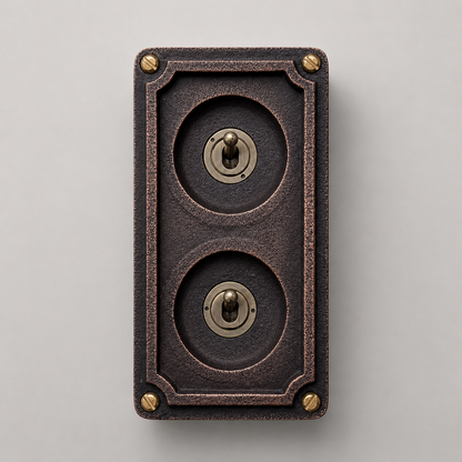 Double 2 Gang Antique Copper Metal Conduit Light Switch