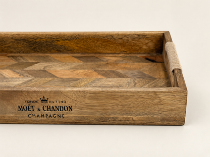 Moët & Chandon Champagne Serving Tray Wooden Patchwork - 35cm