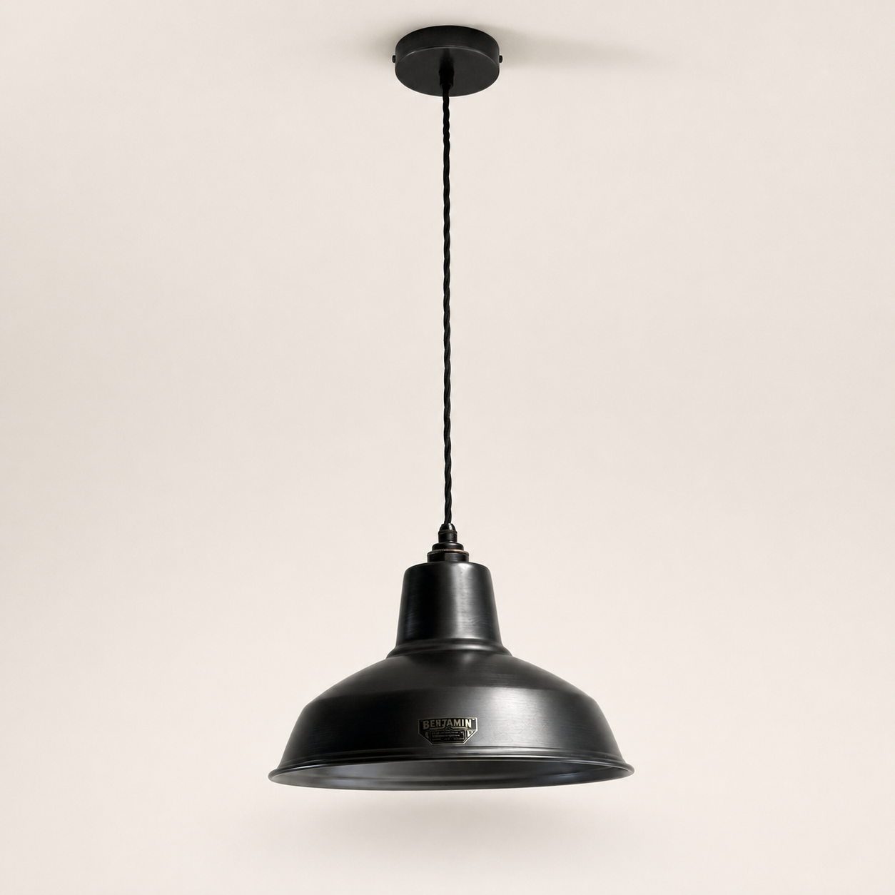 Filby Pewter Grey RLM Reflector Lampshade Pendant Light - 12.5 Inch