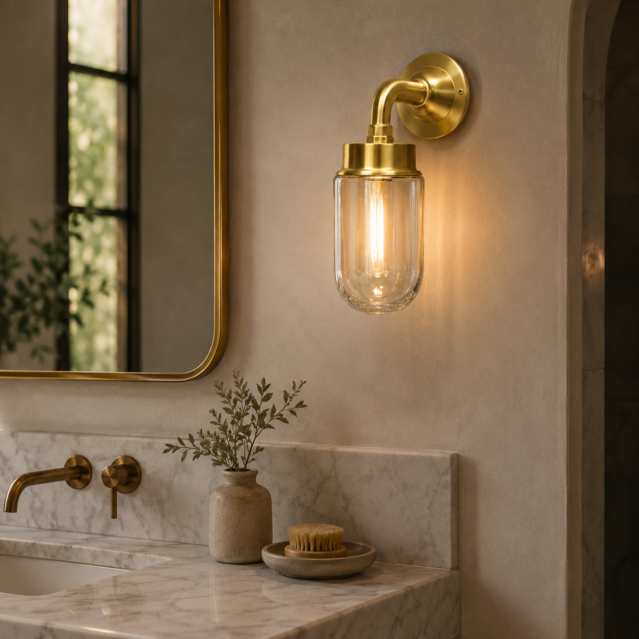 Paston - Solid Brass Wall Light Outdoor & Bathroom Sconce - 11.5 Inch