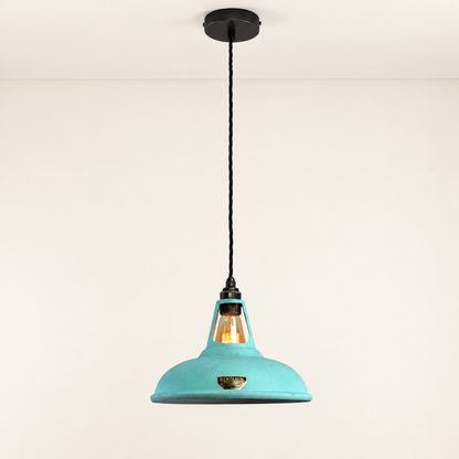 Cawston - Copper Verdigris Patina Finish Slotted Lampshade Pendant Ceiling Light *Factory Second* - 11 Inch