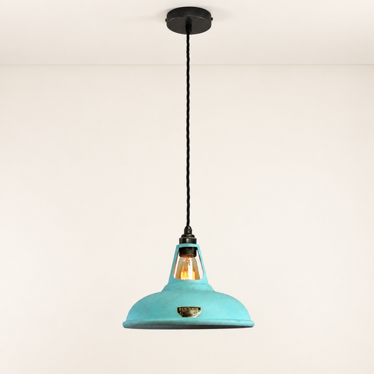 Cawston - Copper Verdigris Patina Finish Slotted Lampshade Pendant Ceiling Light *Factory Second* - 11 Inch