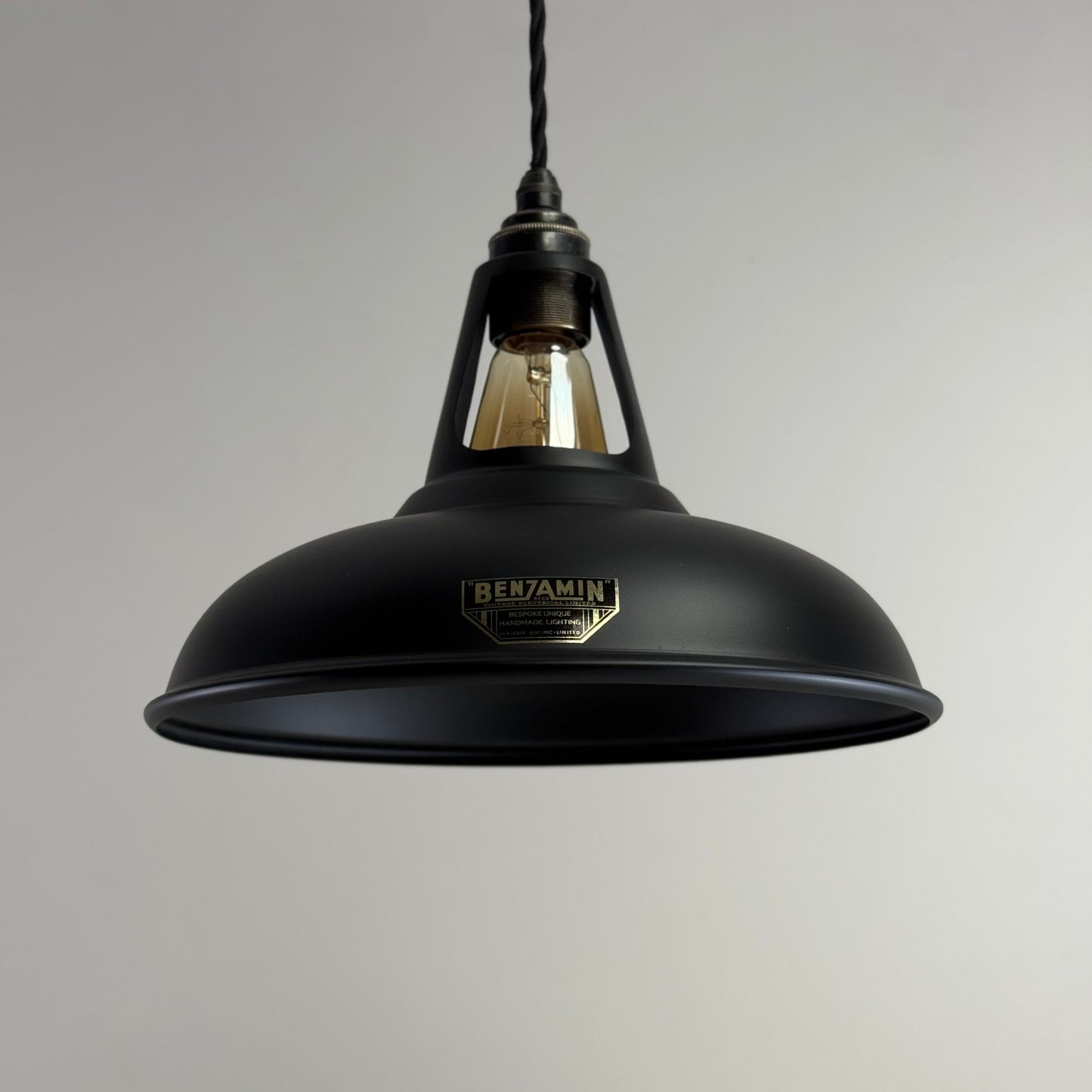 Cawston - Matt Black Lampshade Slotted Design Pendant Ceiling Light - 11 Inch *Pre Order*