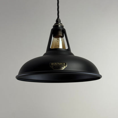 Cawston - Matt Black Lampshade Slotted Design Pendant Ceiling Light - 11 Inch *Pre Order*