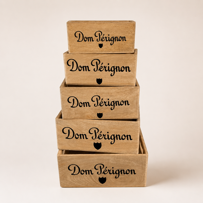 Dom Pérignon Style Wooden Champagne Storage Crates | Wood Display Boxes