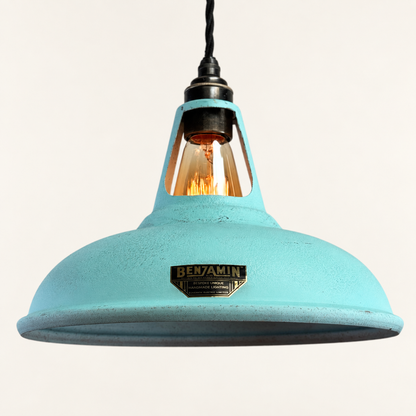 Cawston - Copper Verdigris Patina Finish Slotted Lampshade Pendant Ceiling Light *Factory Second* - 11 Inch