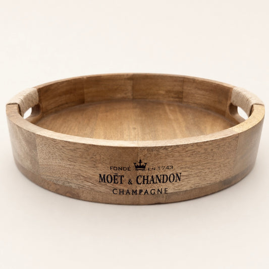Moët & Chandon Champagne Medium Round Wooden Serving Tray - 31cm