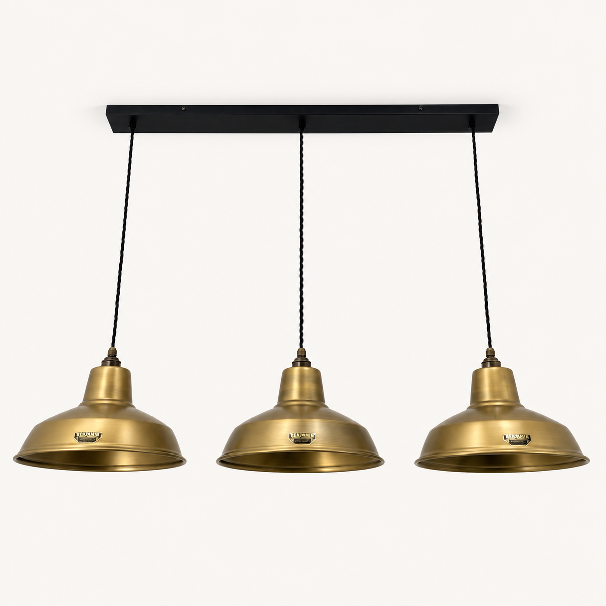 Filby - 3 x Antique Brass Lampshade Wire Cluster Track Light - 91cm