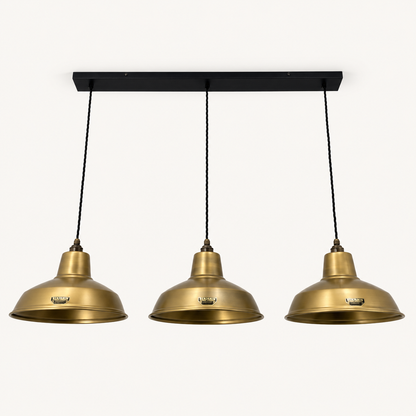 Filby - 3 x Antique Brass Lampshade Wire Cluster Track Light - 91cm