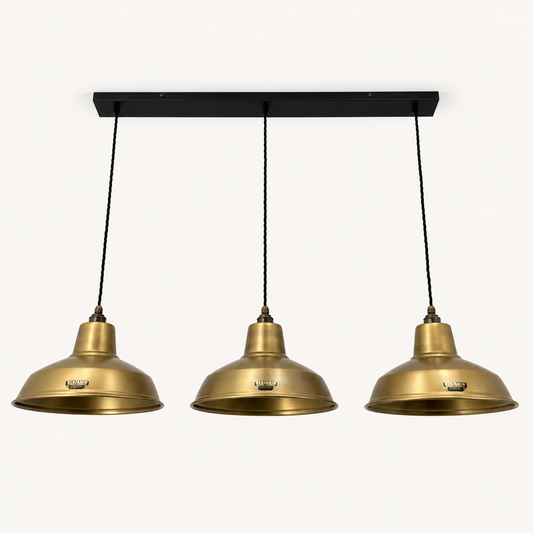 Filby - 3 x Antique Brass Lampshade Wire Cluster Track Light - 91cm