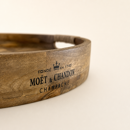Moët & Chandon Wooden Champagne Round Serving Patchwork Tray | 37cm