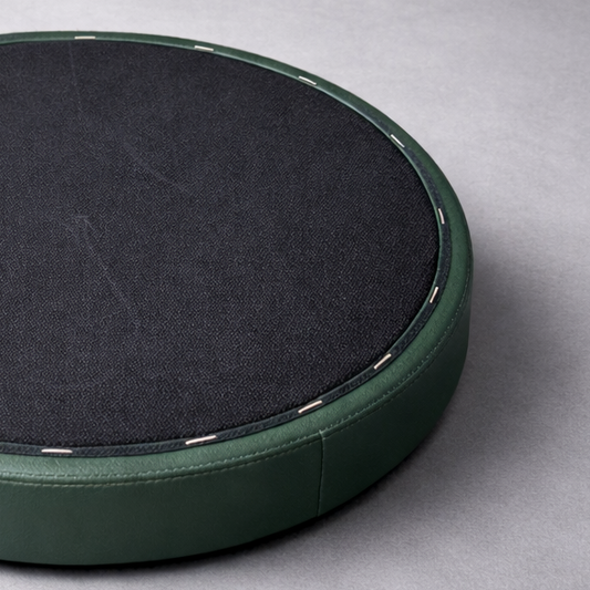 New Genuine Leather Vintage Green Bar Stool Top Handmade | Vintage Style | Replacement Seat 12 Inch