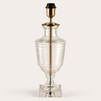 Clifton Clear Ribbed Glass Urn Table Lamp with Antique Brass Detailing
