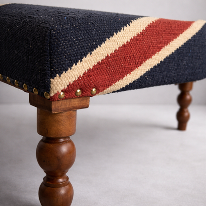 Union Jack Flag Bench Ottoman | Great Britain | Pouf Solid Base