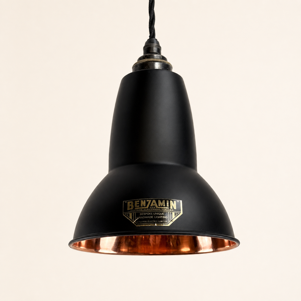 Alby Matt Black & Solid Copper Lampshade Pendant Set Light - 6 Inch