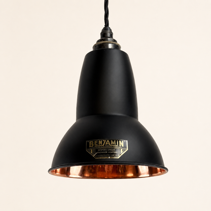 Alby Matt Black & Solid Copper Lampshade Pendant Set Light - 6 Inch