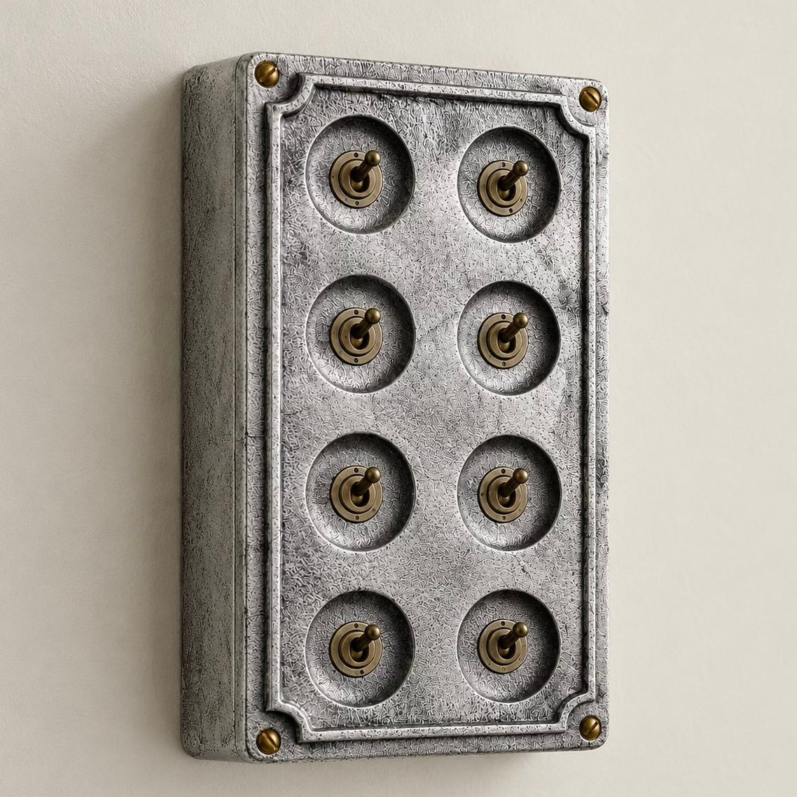 8 Gang 2 Way Solid Cast Metal Conduit Light Switch Industrial | Vintage Crabtree