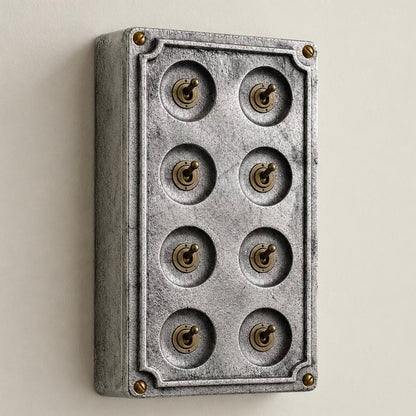 8 Gang 2 Way Solid Cast Metal Conduit Light Switch Industrial | Vintage Crabtree