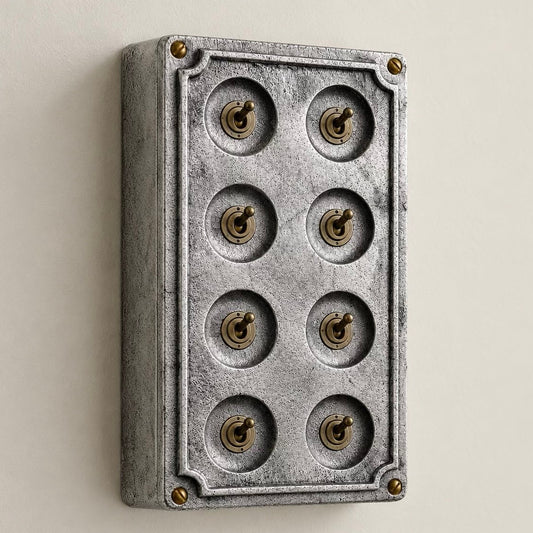 8 Gang 2 Way Solid Cast Metal Conduit Light Switch Industrial | Vintage Crabtree