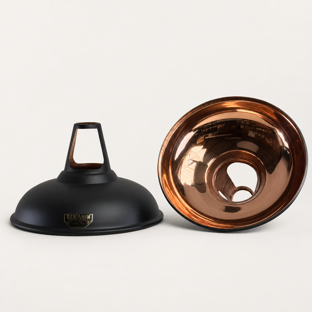 Cawston Matt Black & Solid Copper Coolicon Lampshade Pendant Light - 11 Inch