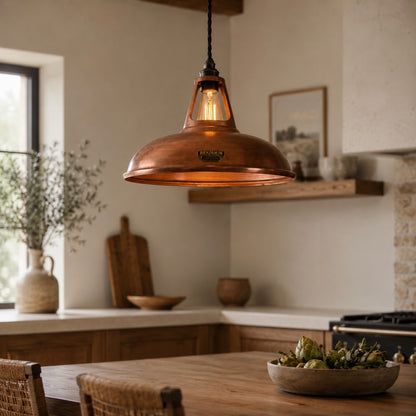 Cawston - XL Antique Copper Slotted Pendant Light - 14 Inch