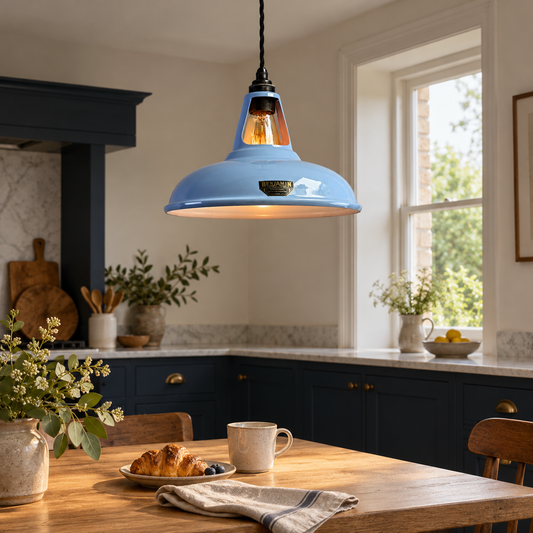 Cawston Blue Coolicon Enamel Pendant Light - 28cm | Factory Second