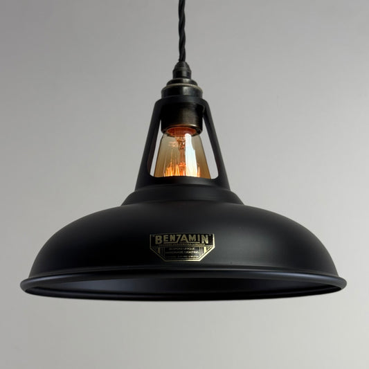 Cawston - Matt Black Lampshade Slotted Design Pendant Ceiling Light - 11 Inch *Pre Order*