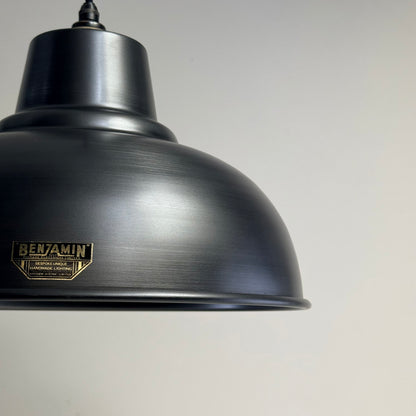 Salthouse XL Pewter Grey Industrial factory shade light ceiling dining pendant - 14.5 Inch
