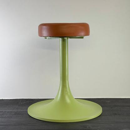 The Schoolhouse Wasabi Green & Tan Leather Seat Stool